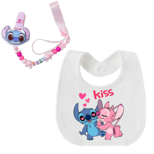 Disney | Baby Pacifier Holder with Cute Bib Girl Boy Cotton Bib Newborn Bib Baby Feeding Bib Baby Baptism Gift Newborn Set