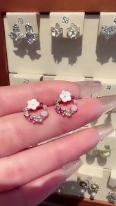 Thời Trang Hàn Quốc Pha Lê Hoa Lá Bông Tai Nữ Vintage Hợp Kim Kẽm Dự Tiệc Món Quà Trang Sức