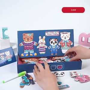 เกมจิ๊กซอว์แม่เหล็กแต่งตัวหมี ฝึกการสังเกตและแยกแยะสี - สีแดง