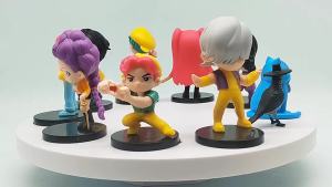 Bandai | Korean Anime Q Version Boy Girl Group Demon Hunter Figure Model Tiger Crow Lumi Zoey Gashapon Ornament