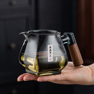 Pitcher Glass Thickening Wooden Handle Explosion-Proof Tea Pot Tea Set Tea Filter Integrated Tea Funnel Set Large Crescent Fair Mug