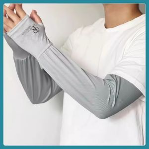 Mens Ice Silk Extended Wide Sun Protection Sleeve Covers Loose Fit UV Protection Arm Covers Summer Cooling Sleeve Bands