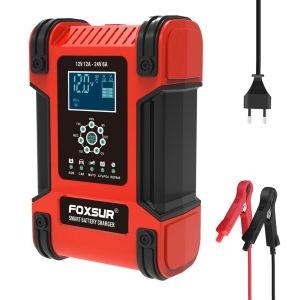 Foxsur อัตโนมัติเต็มรูปแบบรถแบตเตอรี่เครื่องชาร์จ 12V 12A ดิจิตอลจอแสดงผลแบตเตอรี่ Charger Power PULSE Repair เครื่องชาร์จเปียกแห้ง Lead Acid