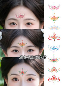 สติ๊กเกอร์ตกแต่งหน้าสไตล์โบราณสำหรับการแสดงบนเวที เครื่องประดับผมสไตล์จีนโบราณ ลายดอกไม้สีสันสดใส สติ๊กเกอร์ตกแต่งหน้าแบบอเนกประสงค์