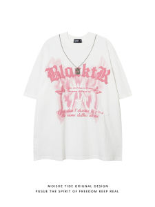 เสื้อยืดแขนสั้นหลวมสำหรับผู้ชาย คอกลม ลายผีเสื้อ แฟชั่นฤดูร้อน แขนสั้น คอตตอน ไม่ต้องรีด คอกลม แขนสั้น ปกติ