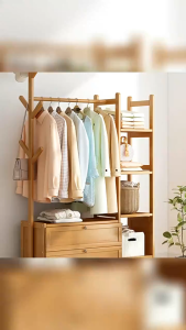 ราวแขวนเสื้อผ้า ตู้เสื้อผ้า ราวตากผ้า ทำโดยไม้ไผ่ธรรมชาติ ราวแขวนผ้า ราวแขวนเสื้ออเนกประสงค์ ราวผ้าไม้