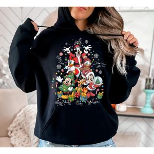 2025 Christmas Disney Mickey Hoodies Boy Girl Autumn Winter Family Parent-Child Clothing Men Women Oversized Loose Long Sleeves