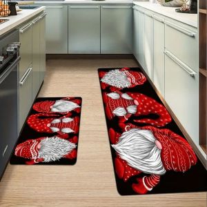 VIKAMA Ba Gnomes In Hình Giáng Sinh Thảm Nhà Bếp Thảm Trải Sàn Chống Trơn Trượt Cho Bồn Rửa Phòng Giặt Ăn Uống Lễ Hội Ngày Lễ Trang Trí Nhà Cửa
