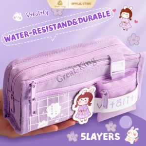 Cute Double-Layer Pencil Case High-Value Cartoon Large-Capacity Stationery Waterproof Multiple Styles Creative Bag