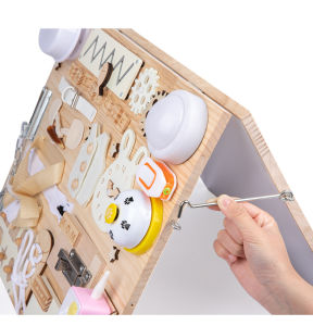 Busy Board Montessori Wooden Busy Board with White Board for Toddlers for Kids