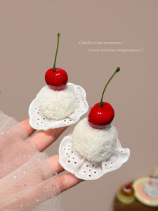Stuffed Cream Cherry Barrettes Atmosphere Photo Head Clip Cute Hairpin Broken Hair Duckbill Clip Sweet Children Headwear