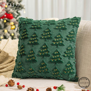 JOJOS L. American Retro Christmas Light Embroidery Pillowcase Square Polyester Washable Home Decor Cushion Cover