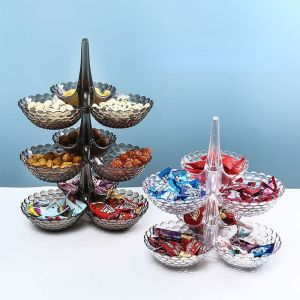 Kitchen Candy Fruit Plate European Style Plastic Stackable Dried Fruit Snacks Tray Home Wedding Party Table Dessert Decoration Plate