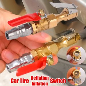 สวิตช์เปิดปิดสำหรับยางรถยนต์แบบพกพาตัวเชื่อมต่อวาล์วควบคุมแรงดันยางสูบลมเร็วแบบโลหะป้องกันสนิมสำหรับยางรถยนต์เครื่องมือซ่อมแซม