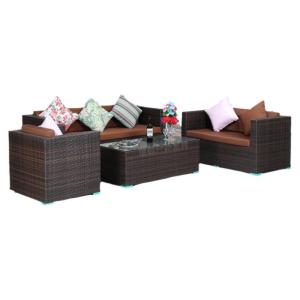 Outdoor Wicker Sofa Set Garden Courtyard Tea Table Combination Patio Balcony Pavilion Rural Homestay Leisure Sofa Chair