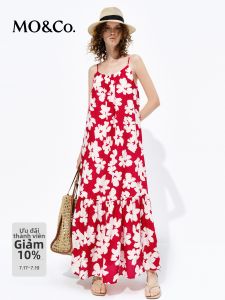 MO&Co. | Silk and Cotton Strap Dress Floral Halter