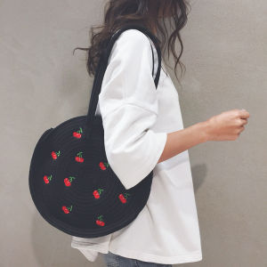 Summer Fresh Grass Woven Bag Womens Tote Beach Sandal Shoulder Bag Handbag Casual Style Large Size Washable Pure E-commerce