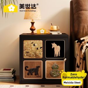 MEISD | Retro Nightstand with Storage Cabinet Bedside Organizer