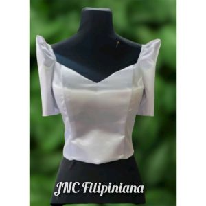 top Blouse filipinaina Mistiza sleeve elegant fabric satin back button