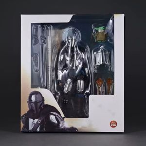 Bandai | Mafex 256 Star Wars The Mandalorian Din Djarin High Quality Electroplated Articulated Action Figure Collectible Model For Adults
