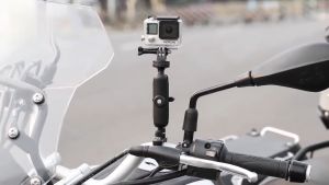 Action Camera Holder Bracket: Alloy 360 Rotation Motorcycle Dashboard Camera Mirror Seat/Handlebar Installation Accessories