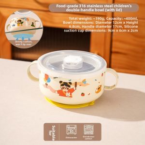 HANXIAO | 316 Stainless Steel Double Eared Food Grade Baby Feeding Bowl
