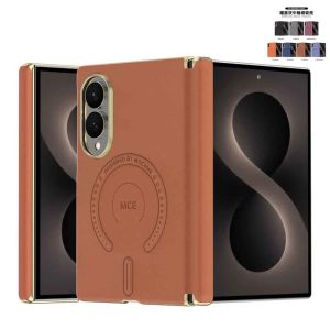 for Samsung Galaxy Z Fold 8 Ultra 8/7/6/5 Trifold Magnetic Case PGL-Orange | [Compatible with Magnetic] Vintage PU Leather Central Axis Magnetic Slim Shockproof Protective Cover
