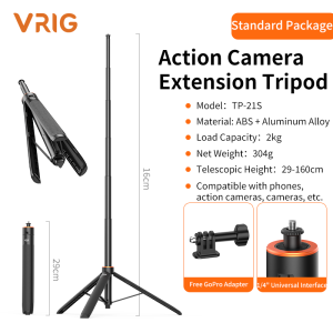 Gậy Tự Sướng Kiêm Chân Máy Ảnh VRIG TP-21S Có Thể Kéo Dài 160cm Tháo Lắp Nhanh Chất Liệu Nhôm Nhẹ Dành Cho Camera Hành Trình Điện Thoại Thông Minh Quay Vlog