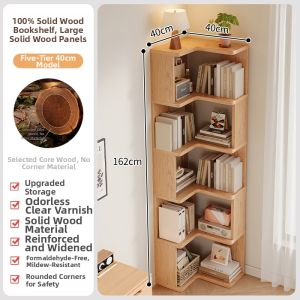 Corner Solid Wood Bookcase Shelving Unit