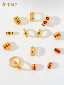 ลูกปัดทองคำขนาดเล็ก DIY สำหรับสร้อยคอและสร้อยข้อมือ ลูกปัดรูกลาง ลูกปัดรูแยก อุปกรณ์ทำเครื่องประดับมือทำด้วยตัวเอง