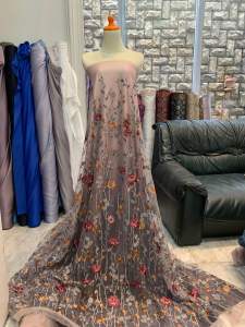 Bahan Kain Kebaya Brokat Tile Garden FLoraL 2tone Motif Harga 05m