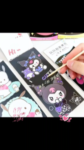 Kad Lukisan Gores Kuromi Melody Scratch Painting Card DIY Shiny Scratch Art Note Pad Art Craft Gift