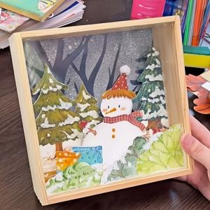 3D Hollow-out Photo Frame with Acrylic Dust Cover - Wood Grain Frame Suitable for Dried FlowersDIY ArtPhotosMemorabilia