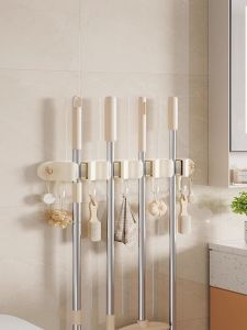 กาวติดผนังmopผู้ถือห้องครัวห้องน้ําrack Strong Fixationไม่มีเจาะผู้ถือไม้กวาดuniversalตะขอพลาสติก