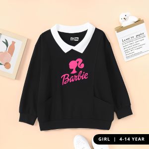 Mikaboga Baju Atasan Blues Sweater Kemeja Model Kerah kawaii Anak Perempuan Cewek Remaja Abg Tanggung Motif Barbie Viral Terbaru Premium Lengan Panjang Lucu Cute Korea Japan Style Tebal Halus Trendy Usia 4 - 14 Tahun Warna Mint Cream Hitam Populer