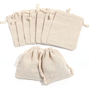 5-10pcs/lot Multisize Beige Linen Drawstring Bags Jewelry Bracelets Beads Earrings Storage Bags For Party Gift Packaging Pouches