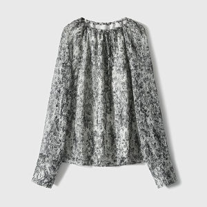 French Resort Style Silk Flower Patterned Top & Skirt Set
