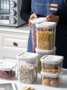 Airtight Container Food Storage Twist Lock Milk Storage Container Transparent Food Sealed Tank PET Leak Proof Canister Kitchen Seal Storage Tank Dry Food Candy Pasta Stackable Jars