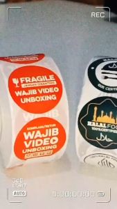 【ARK】500pc Sticker Roll Halal Wajib Unboxing Fragile Label Bulat 25mm Cocok Kemasan SS001