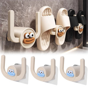 5PCS Cartoon Funny Sausage Mouth Slippers Holder Wall Mounted Bathroom Slippers Hanger Rack No Punch Space Saving Storge Holder Hook