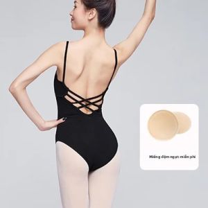 Nữ Hở Lưng Yếm Ba Lê Leotard Đen Thể Dục Body Cho Khiêu Vũ Yoga Bơi Huấn Luyện Người Lớn Kích Thước S-XXL