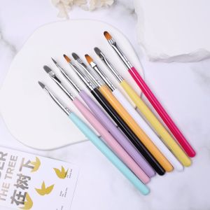 myyeah 8 Colors Nail Art Brush Acrylic  Wooden Handle Painting Drawing Pen UV Gel Extension Builder Brush Nail Art Tool