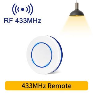220V 110V  Mini Round Button Wall Panel Switch10A Relay Receiver RF 433MHz Wireless Remote Control Light Switch For LED Lamp