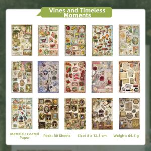 Yuxian | Vintage Artistic Scrapbook Stickers 30 Pieces
