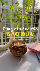 Đèn Gáo Dừa Đựng Nến Tealight Handmade – Đèn Decor Gáo Dừa Tự Nhiên Trang Trí Spa Cafe Homestay – Đèn Thủ Công Nghệ Thuật