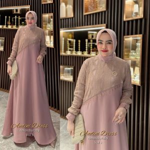 gamis motif simpel kekinian terbaru 2024 edisi andini lace paget swarosky produk terbaru amore by ruby