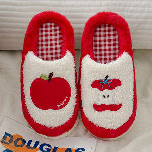 Dép Bông Apple Dễ Thương Cho Nữ Mùa Thu Đông 2025 Dép Cotton Ấm Áp Trong Nhà Dép Lông Cừu Ấm Áp Cho Nữ Mùa Đông Dép Lông Cừu Trong Nhà