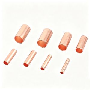 100Pcs Copper Connecting Pipe Wire Joint Small Copper Tube Intermediate Joint Direct Connection Pressure Pipe Cold Pressed
