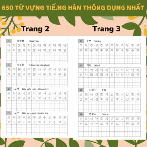 🌈 650 từ vựng tiế.ng Hàn thông dụng theo chủ đề - Vở luyện tiế.ng Hàn cho người mới bắt đầu - Tạp hoá Leng Keng