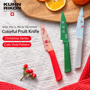 KUHN RIKON Colorful Paring Knives Portable Kitchen Knives Stainless Steel Non-Stick Coating with Safety Sheath Funky Fruit Print Patterns Swiss Design Kuhn Ricton Knife Grapefruit Knives - Lazada
